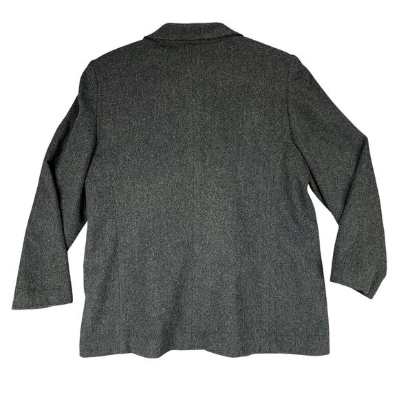 Vtg Eddie Bauer Blazer L Petite Women Wool Angora Menswear Style Oversized Gray - Picture 2 of 14